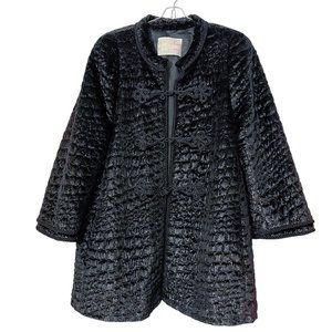 Vintage Place Vendome Haute Couture Shiny Fuzzy Coat size 36 S Black mid-length